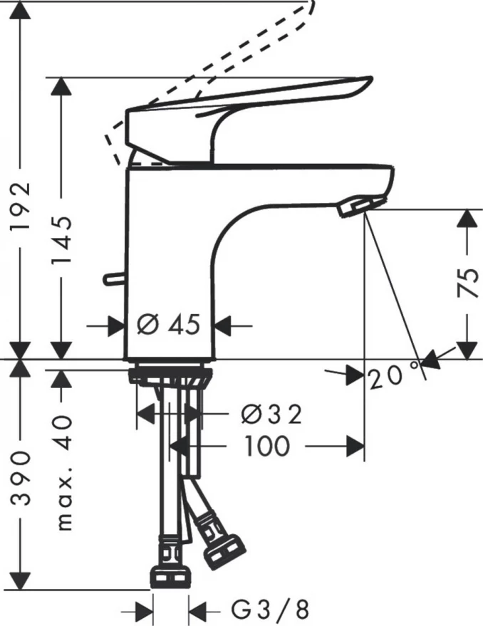 Baterija za lavabo HANSGROHE LOGIS E 70