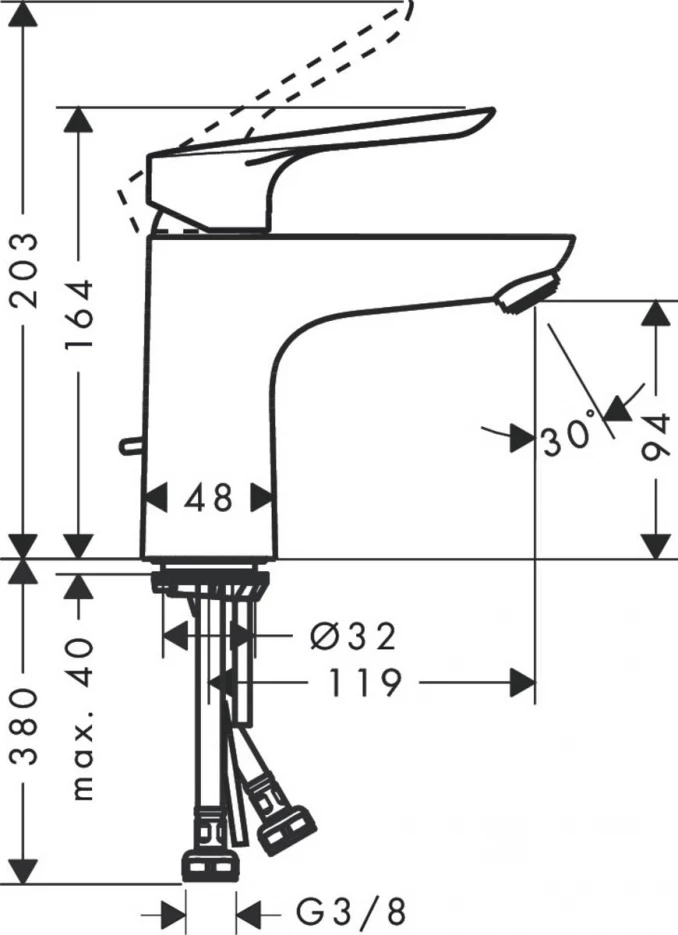 Baterija za lavabo HANSGROHE LOGIS E 100