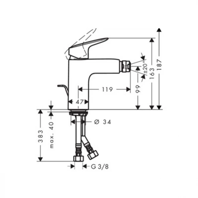 Baterija za bide HANSGROHE LOGIS 100