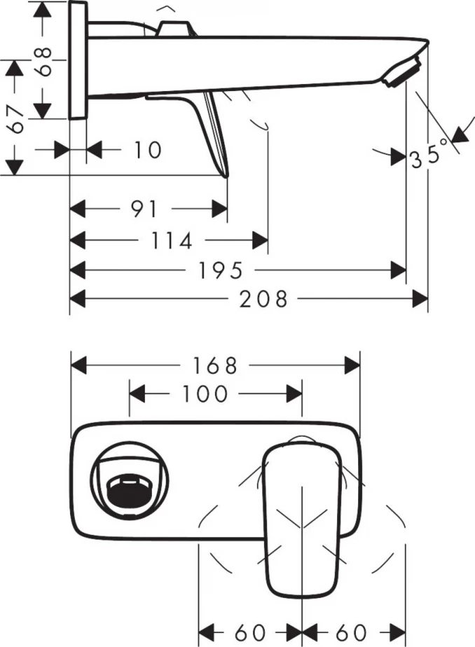 Ugradna baterija za lavabo HANSGROHE LOGIS