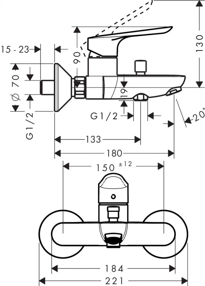 Baterija za kadu HANSGROHE LOGIS E