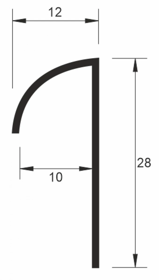 Lajsna spoljna obla 10mm. 2.7m sjajna