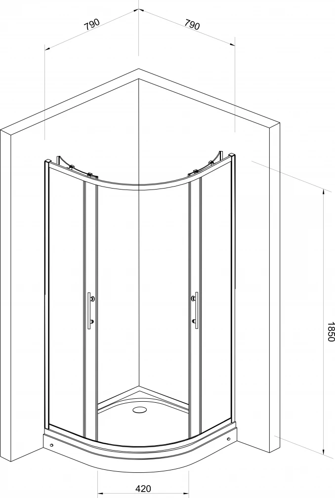 Tuš kabina polukružna R80cm - JA 5280