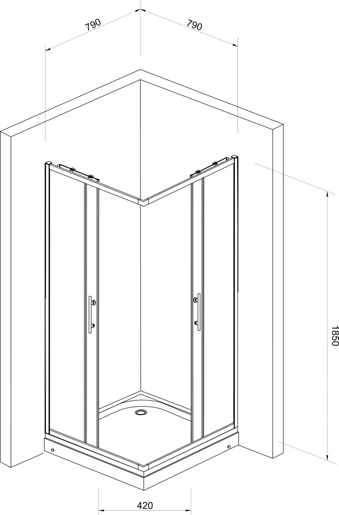 Tuš kabina kvadratna 80x80x185cm 5mm staklo sa kvadratićima