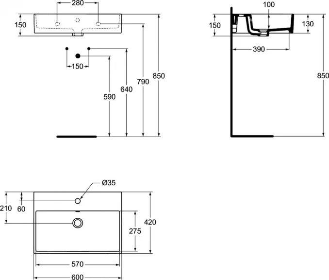 Lavabo IDEAL STANDARD STRADA 60x42