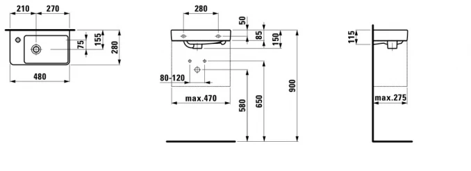 Lavabo Laufen PRO A 48x28 L