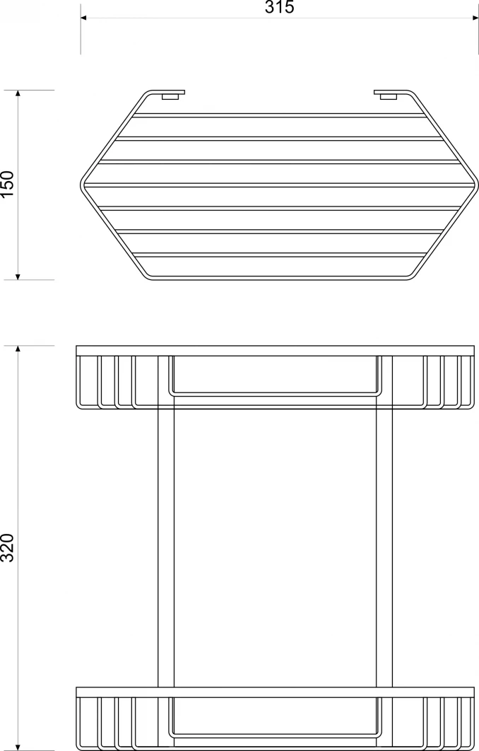 Držač MINOTTI 360x170x330 žičani dupli ugaoni aluminijum