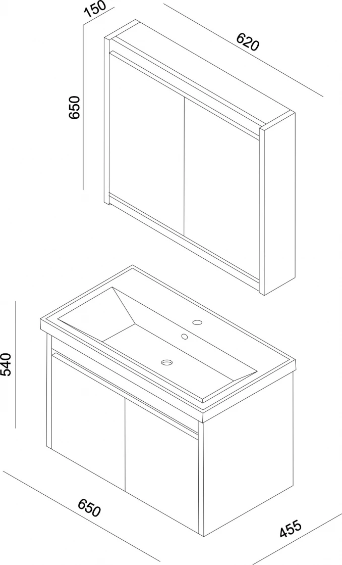 Ormarić LINEART MARS 650 white sa lavaboom