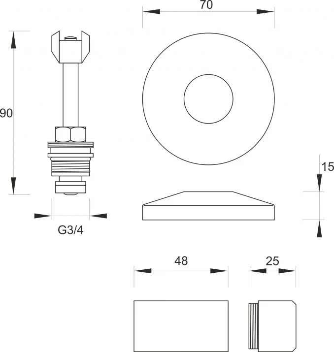 Virbla MASTERFIT 3/4 sa metalnom kapom i rozetnom produžena